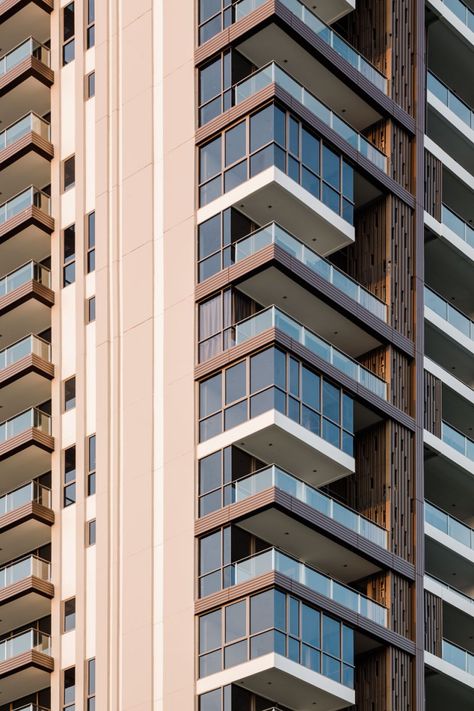 Condominium Facade, Condominium Architecture, Social Housing Architecture, Condominium Design, Tropical Landscape Design, Hotel Facade, China Architecture, Building Elevation, Unique Buildings