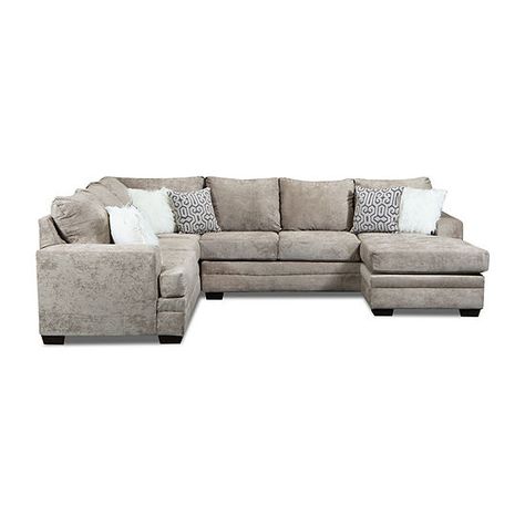 Jodye 3 Piece Chenille Sectional With Ottoman - JCPenney Modern Farmhouse Sectional Sofa, Tan Sectional Couch, Virginia Apartment, Dark Moody Living Room, Sectional Living Room, Fur Pillows, Moody Living Room, Sectional With Ottoman, Living Room Design Inspiration