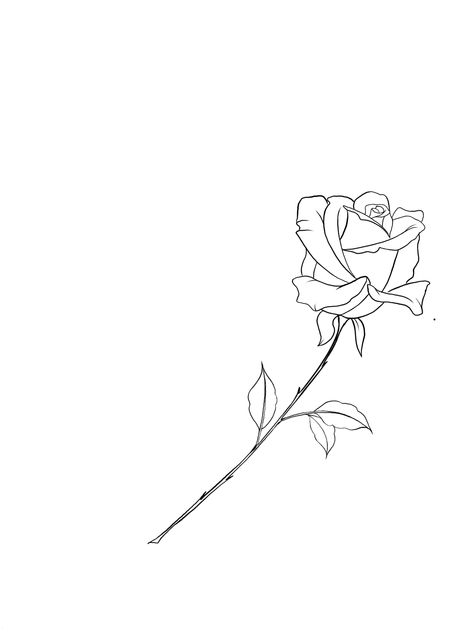 Rose Drawing With Stem, Rose And Stem Tattoo Design, Rose Line Work Tattoo Design, Rose Stem Tattoo Design, Rose Stem Drawing, Withered Rose Tattoo, Rose With Stem Drawing, Rose Tattoo With Stem, Rose With Stem Tattoo