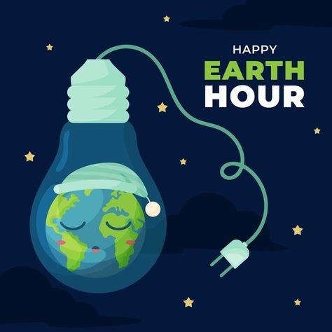 Earth hour illustration with planet and ... | Free Vector #Freepik #freevector #light #nature #celebration #happy Earth Hour Poster, Save Energy Paintings, Earth Hour Day, Cambridge School, Future Earth, Magazine Layout Inspiration, Wholesome Pictures, About Earth, World Earth Day