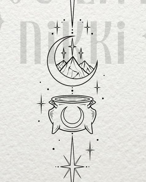 Feyre Archeron inspired back piece for the lovely Monica! ✨🌙 swipe for some close up details on the adorable cauldron! #acotar #sarahjmaas #feyrearcheron Cauldron Acotar, Acotar Drawings, Acotar Cauldron, Cauldron Tattoo, Acotar Art, Feyre Archeron, Paintings Ideas, Leather Tooling Patterns, Tooling Patterns