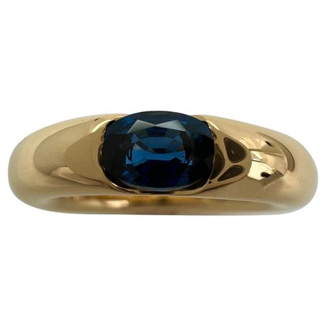 Vintage Cartier Deep Blue Sapphire Oval Ellipse 18k Yellow Gold Solitaire Ring For Sale at 1stDibs Cartier Wedding Rings, Yellow Gold Solitaire Ring, Sapphire Solitaire Ring, Yellow Gold Solitaire, Gold Solitaire Ring, Sapphire Solitaire, Blue Stone Ring, Bracelet Love, Gold Ring Sets