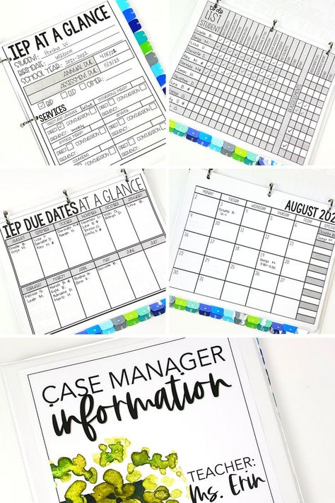 Iep Caseload Organization, Iep Organization Teachers, Free Teacher Binder, Special Education Teacher Binder, Iep Binder, Special Education Classroom Setup, Teacher Lesson Plans Template, Iep Organization, Resource Room Teacher