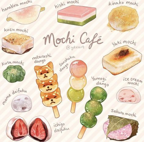 Mochi Illustration, Mochi Art, Snacks Japonais, Desserts Drawing, Homemade Cookbook, Recipe Drawing, Food Doodles, 귀여운 음식 그림, Food Infographic