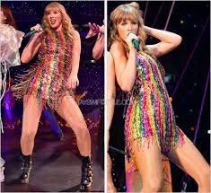 Taylor Swift’s Rainbow Dresses: Get the Look for Less | PEOPLE.com Taylor Swift Rainbow Fringe Dress, Reputation Rainbow Dress, Taylor Swift Reputation Rainbow Dress, Delicate Outfit Taylor Swift, Taylor Swift Rainbow Outfit, Delicate Dress Taylor Swift, Original Eras Tour Outfits, Taylor Swift Fringe Outfit, Rainbow Fringe Dress