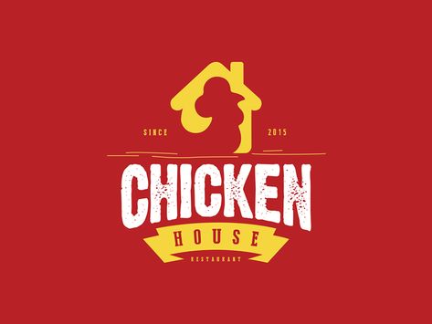 Logo by Lotfi Nawali on Dribbble Minimal Logos Inspiration, Chicken Logo, Chicken Illustration, Chicken Shop, Food Logo Design, Logo Design Process, House Logo, Restaurant Logo, Chicken House