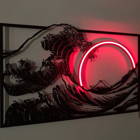 "Elevate your space with a touch of Japanese artistry. Our Japanese LED Neon Sign Art featuring 'The Great Wave off Kanagawa' by Hokusai combines timeless aesthetics with modern design. Crafted on metal, this exquisite wall decor captures the essence of Japan's iconic wave and adds a captivating glow with LED neon lighting. Perfect for infusing your room with a blend of tradition and contemporary style. Add a dash of Japan to your decor with this unique Etsy find! 📐 DIMENSIONS: ● Small: 19.6 inches - (50 cm) x 12.5 inches - (32 cm) ● Medium: 23.6 inches - (60 cm) x 14.1 inches - (36 cm) ● Large: 29.5 inches - (75 cm) x 17.7 inches - (45 cm) 📌Package Contents: 1 X Power Supply - 100-240 V - 175 cm cable length (with US, UK or AU plug converter) 1 X Metal Wall Sign with Neon LED light 🌈Me Japan Wall Art, Neon Sign Art, Japanese Room, Neon Wall Art, Japanese Home Decor, Japanese Wall Art, The Great Wave, Japanese Decor, Great Wave Off Kanagawa