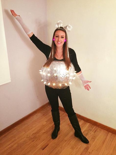 DIY Disco Ball Costume  (Or New Years Eve ball) New Year’s Eve Costume, New Years Eve Costume Ideas, New Year Costume Ideas, New Years Eve Costume, Disco Costume Diy, New Years Costume, Disco Ball Costume, Diy Disco Ball, New Years Eve Ball