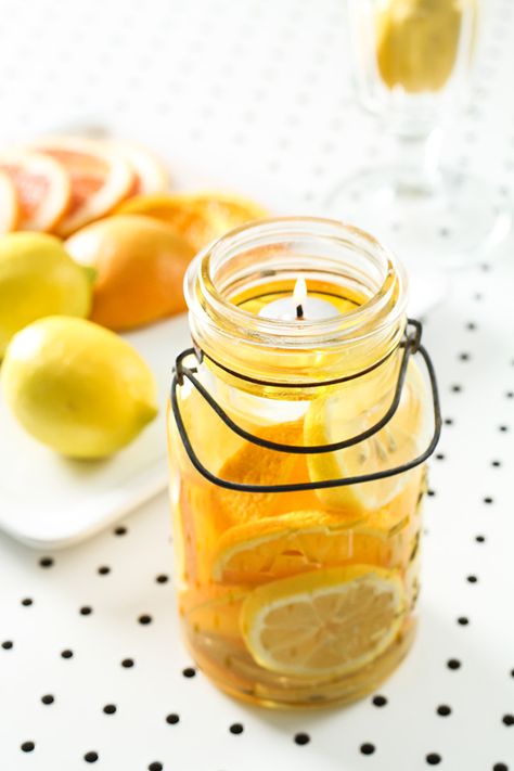 Make a mason jar candle in less than five minutes. This pretty candle is totally customizable to whatever fruits, vegetables or flowers are in season. Bath Candles Romantic, Candle Diy Mason Jar, Fruit Candles, Candle Making Business, Pretty Candle, Old Candles, Wine Bottle Diy Crafts, Mason Jar Crafts Diy, Wine Bottle Diy