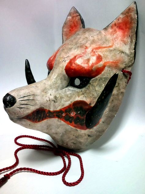 Oubliette: Auction Summary.: mordicai — LiveJournal Mascara Oni, Noh Mask, Kitsune Mask, Wolf Mask, Animal Mask, Japanese Mask, Dog Mask, Fox Mask, Arte Robot