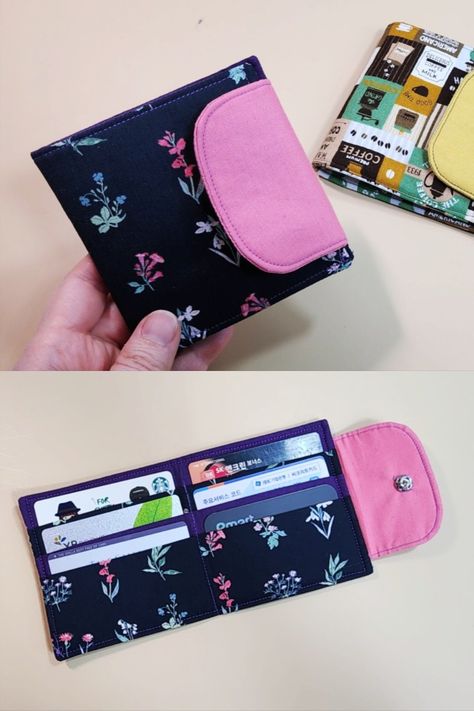 Credit Card Purse Diy, How To Make Card Slots For A Wallet, Wallets To Sew, Snap Wallet Pattern, How To Make A Wallet Out Of Fabric, Diy Card Wallet Pattern, Credit Card Wallet Pattern Free, Fabric Wallet Diy, Card Holders Wallet