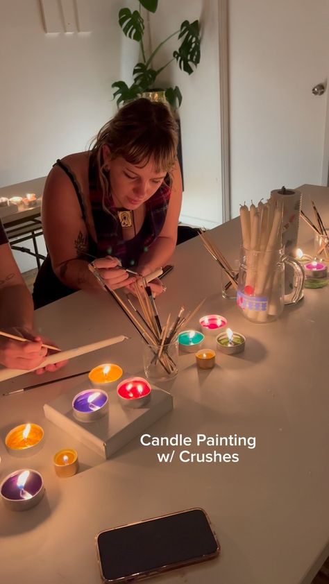 🕯️ About last night! 🕯️ We hosted two Candle Painting workshops to build creativity and community on Karangahape Road. A beautiful and fun… | Instagram Craft Night Party, Candle Painting, Candle Workshop, Paint And Drink, Staff Party, Hand Painted Candles, Birthday Party Crafts, Painting Activities, About Last Night