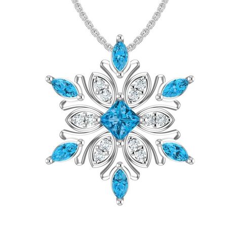 Snowflake Jewelry, Snowflake Necklace, Snowflake Pendant, Blue Topaz Necklace, Magical Jewelry, Topaz Necklace, Swiss Blue Topaz, Fantasy Jewelry, Girly Jewelry