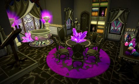 Sims Rooms, Fantasy Environment, Magic Room, Magic House, Sims 4 House Design, Casas The Sims 4, Sims 4 Gameplay, Dark Magic, Scenery Background