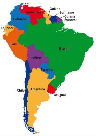 Mapa da América do Sul America Do Sul, History Of Earth, South America Map, India Map, English Tips, Latin America, Gacha Club, Bolivia, Aesthetic Backgrounds