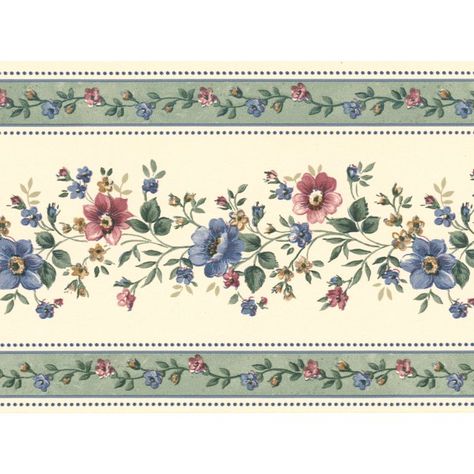 Brewster Linda Floral Stripe Wall Border | Hayneedle Aztec Wallpaper, Stripe Wall, Normal Wallpaper, Wallpaper Flowers, Floral Border Design, Border Embroidery, Digital Borders Design, Wallpaper Border, Striped Wallpaper