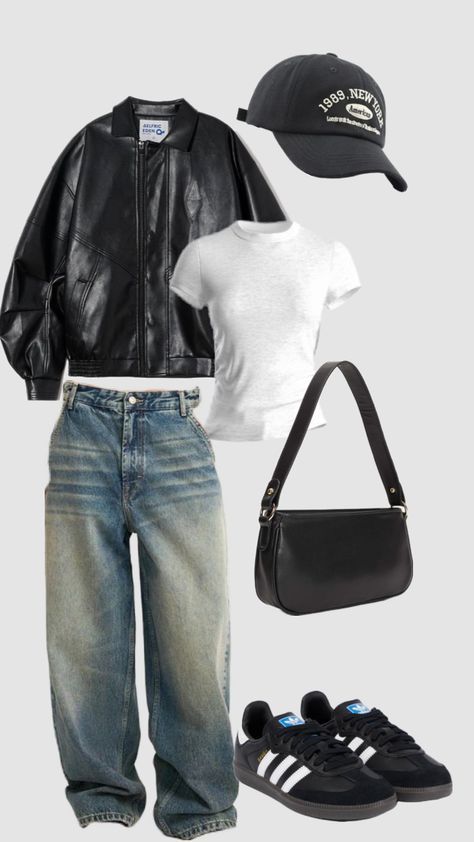 Acubi Black Outfits, Streetwear Fashion Board, Streetwear Autumn Outfits, Streetwear Fashion Winter Street Styles, Streetwear Style Women, Autumn Outfits For School, Black Jeans Winter Outfit, Outfits With Basics, Aesthetic Streetwear Outfits