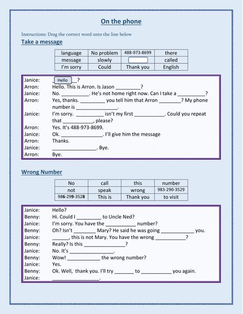 Phone Conversation, Apple Math, Numbers To Call, English As A Second Language (esl), Esl Teaching, English As A Second Language, On The Phone, Online Activities, School Subjects