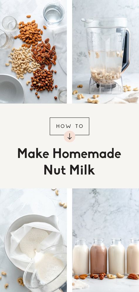 Learn how to make nut milk that's creamy, delicious and the perfect dairy free milk alternative. With this step-by-step tutorial, you'll be able to make the best homemade nut milk with just two ingredients and optional, amazing flavor options. Skip the store-bought nut milk and use this easy nut milk recipe right at home! #nutmilk #vegan #dairyfree Nut Milk Recipe, Pecan Milk, Homemade Nut Milk, Ambitious Kitchen, Homemade Crackers, Nut Milk Bag, Dehydrated Fruit, Bagged Milk, Cashew Milk