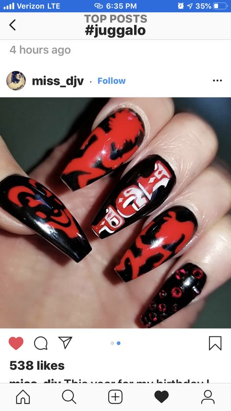 Icp Juggalo Nail Ideas, Icp Juggalo Nails, Juggalo Nails, Juggalo Costume, Insane Clown Posse Nails, Insane Clown Posse Juggalette Makeup, Clown Nails Designs, Nail Ideas For Couples, Clown Nails