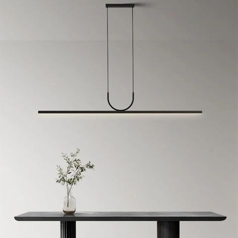 Modern Simple LED Ceiling Chandelier for Table Dining Room Kitchen Island Black Pendant Lamp Home Office Pendant Lighting, Apartment 2023, Modern Dining Room Lighting, Black Pendant Lamp, Modern Linear Chandelier, Living Room Pendant Light, Retro Pendant Lights, Wall Lights Living Room, Bathroom Pendant Lighting