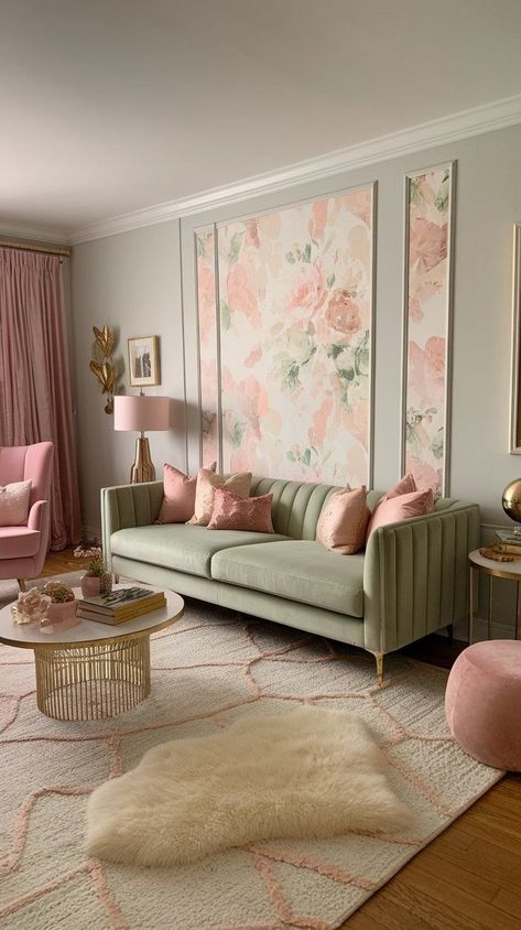 Feminine Living Room, Pastel Living Room, Pastel Home Decor, Girly Apartment Decor, House Interior Design Styles, Living Room Decor Inspiration, Pink Living Room, Pastel Room, Apartment Decor Ideas