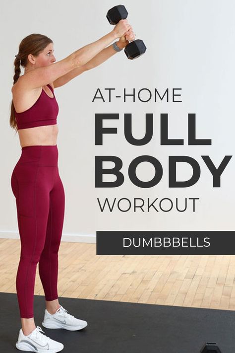 Short on time but want to work your whole body? Try this 15-Minute Full Body STRENGTH WORKOUT with dumbbells! Upper body strength, lower body strength and core strength -- all in just 15 minutes at home. These are the 9 BEST total body compound exercises to build strength at home with dumbbells. Use this 15-minute strength workout as a stand-alone full body strength training workout when you're short on time. Or add it on to a run or bike ride. 15 Min Weight Workout, 15 Min Full Body Workout With Weights, Strength Training Circuit At Home, Full Body 20 Minute Workout, 20 Minute Full Body Strength Workout, 20 Minute Workout At Home With Weights, 15 Minute Core Workout At Home, 15 Min Dumbell Workout, Full Body Finisher