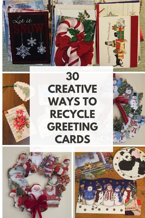 Find new and exciting ways to repurpose, recycle, reuse, and upcycle old paper greeting cards. Recycle Greeting Cards, Elf Birthday, Recycle Christmas Cards, Happy Birthday Letter, Recycled Paper Crafts, Birthday Letter, Recycled Cards, Old Greeting Cards, Christmas Card Ornaments