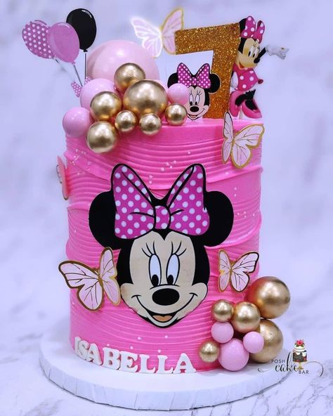 📌 247cakeaffairsblog 📸 IG: @poshcakebar Minnie Mouse Cake Design, Minnie Mouse Birthday Cake, Cake Designs For Kids, Bolo Moana, Mouse Birthday Cake, Mickey Mouse Birthday Cake, Minnie Mouse Balloons, Minnie Mouse Birthday Party Decorations, Minnie Mouse Birthday Cakes