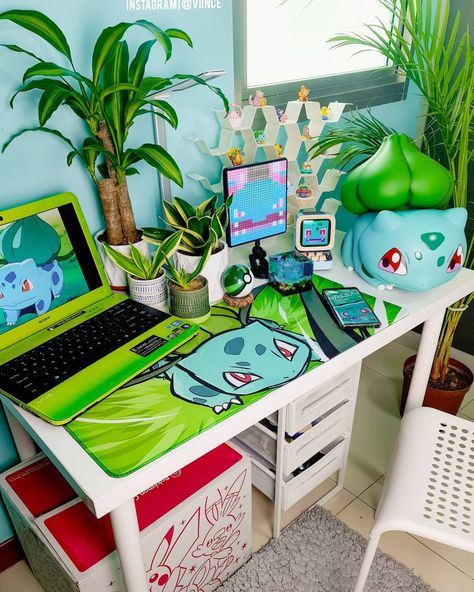 Pokemon Gaming Room, Pokemon Swag, Gamer Living Room, Kawaii Rooms, Pokemon Bedroom, Games Room Inspiration, Card Room, Pokemon Room, Blonde Fashion