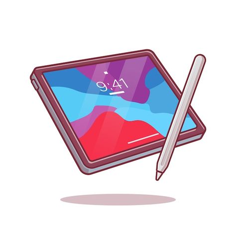 Tablet and stylus pencil cartoon vector ... | Free Vector #Freepik #freevector #hand #computer #phone #character Drawing On Ipad, Ipad Illustration, Electronics Illustration, Pencil Cartoon, Ipad Drawing, Graphic Tablet, Gacha Props, Space Text, Paper Duck