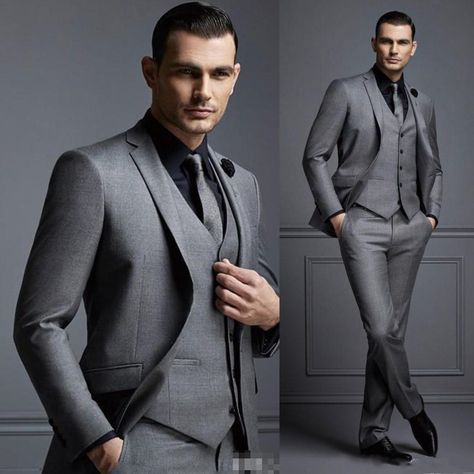 New Grey Mens Suit Groom Suit Cheap Formal Man Suits for Wedding Best Men Slim Fit Groom Tuxedos for Man(Jacket+Vest+Pants)terno Mens Groom Suit, Grey Mens Suit, Suits For Wedding, Terno Slim, Suit Groom, Man Suits, Suit Man, Best Man Wedding, Slim Fit Tuxedo