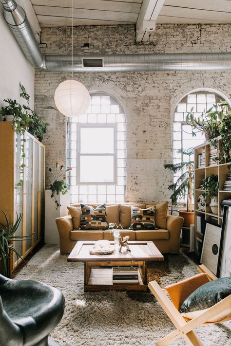 House Tour: A Loft Apartment in a Old Textile Factory | Apartment Therapy Factory Apartment, A Loft Apartment, Industrial Apartment Decor, Urban Industrial Decor, Industrial Apartment, Urban Decor, Textile Factory, Vintage Industrial Decor, Industrial Livingroom