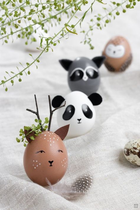 Cool Easter Eggs, Animal Easter Eggs, Diy Easter Eggs, Creative Easter Eggs, Fun Easter Crafts, Painted Eggs, Diy Ostern, Easter Egg Designs, Easter Eggs Diy