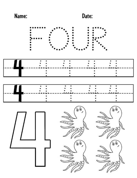 Print your Free Number 4 Worksheets for Preschool!  Number 4 Coloring Page | Number 4 Tracing Page | Number 4 Worksheets Number 4 Worksheets For Preschool, Number Worksheets For Preschool, Free Printable Alphabet Worksheets, Printable Alphabet Worksheets, Free Printable Numbers, Homeschool Preschool Activities, Art Kits For Kids, Worksheets For Preschool, Number Four