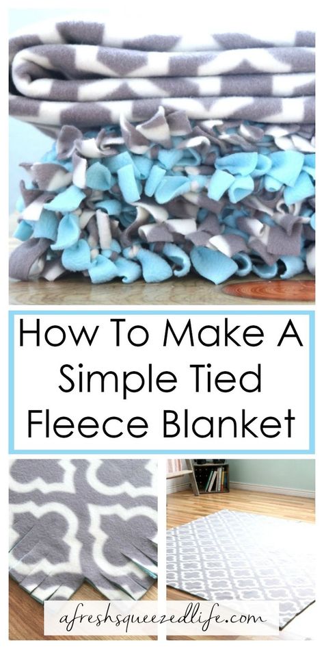 Tye Blankets, Tie Knot Blanket, Tied Fleece Blanket, Fleece Blanket Diy, Milk Can Decor, Knot Blanket, No Sew Fleece, Fleece Projects, No Sew Fleece Blanket