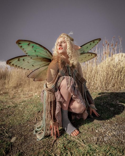 Throw back to my Dark Crystal Gelfling cosplay with custom macrame armor made by @lonewithgoddessl 💗 it’s starting to slowly warm up, and I definitely want to do another Gelfling shoot! @hensoncompany #thedarkcrystal #thedarkcrystalageofresistance #aor #gelfling #jimhenson #brianfroud #fantasycore #fairycore Dark Crystal Gelfling, Elf Wings, Cicada Wings, Butterfly Fairy Wings, Wings Fairy, Brian Froud, Wings Butterfly, Dark Crystal, Butterfly Fairy