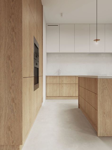 Modern Minimalist Kitchen, Interior Dapur, Minimalist Kitchen Design, Kitchen Design Trends, Oak Kitchen, Minimalist Interior Design, Kitchen Room Design, Kitchen Inspiration Design, Wooden Kitchen