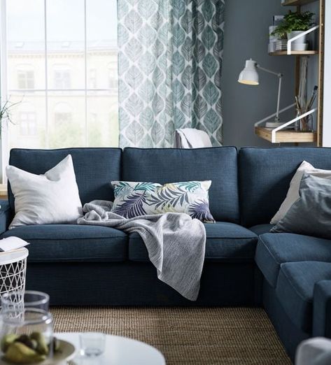 4-Seat Sectionals Sofa Bed Ikea, Kivik Sectional, Curtains Without Sewing, Kivik Sofa, Blue Sofas Living Room, Green Sofa Living Room, Cama Ikea, Bed Ikea, Ikea Usa