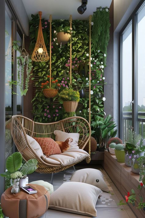 Balcony Makeover Ideas - Remodr Indoor Balcony, Garden Home Office, White Bedroom Design, Small Balcony Garden, Balkon Design, Small Balcony Design, Apartment Patio, Small Balcony Decor, Terrace Design