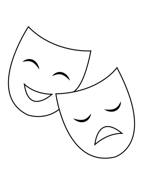 Printable Drama Masks Coloring Page Theater Coloring Pages, Theater Drawing, Theatre Drawing, Theatre Crafts, Actress Career, Drama Masks, Preschool Decor, Pencil Drawings Of Flowers, Montessori Art