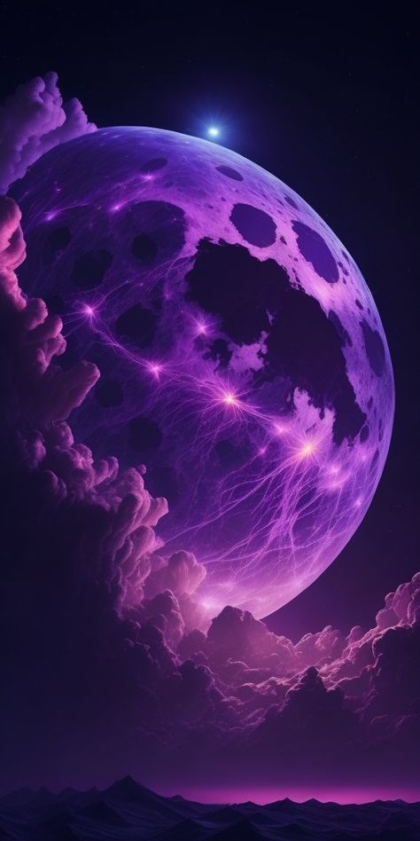 Dark Purple Moon Wallpaper, Glow In Dark Wallpaper, Moon In Purple Sky, Full Moon Artwork, Glow In The Dark Wallpaper Iphone, Moon Light Wallpaper, Wallpaper Backgrounds Dark Beautiful, Purple Moon Wallpaper, Glow In The Dark Wallpaper