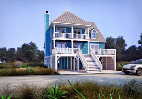 The Gulf Coast Cottage is a builder-tested piling design that is economical to build, yet has all the amenities you’re looking for in … Coastal Home Plans Elevated, Cottages House Plans, Cottages House, Stilt House Plans, Beach Homes Plans, Elevated House Plans, Wide House, Beach Style House Plans, Beach House Floor Plans