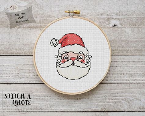 Stitch Printable, Santa Embroidery, Stitch Crafts, Cross Stitch Pattern Christmas, Santa Cross Stitch, Xstitch Patterns, Kids Christmas Ornaments, Embroidery Christmas, Cute Cross Stitch