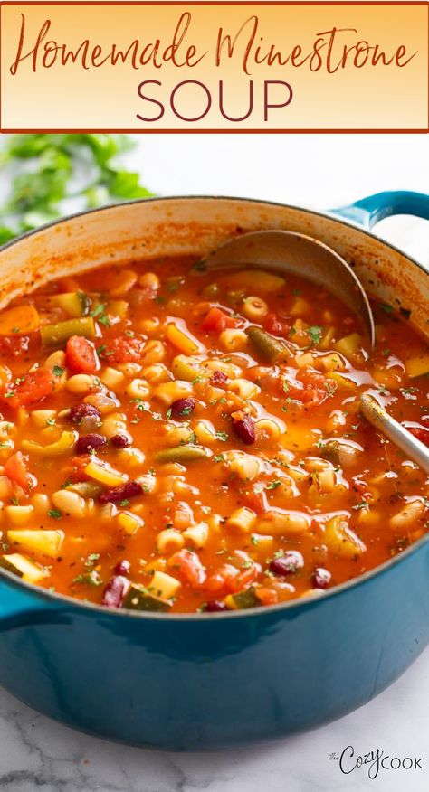 minestrone soup with pasta, beans, and vegetables. Unique Soup Recipes, Easy Minestrone Soup Recipe, Beef Minestrone Soup, Easy Minestrone Soup, Easy Minestrone, Minestrone Soup Easy, Cream Soups, Minestrone Soup Recipe, Homemade Soup Recipe