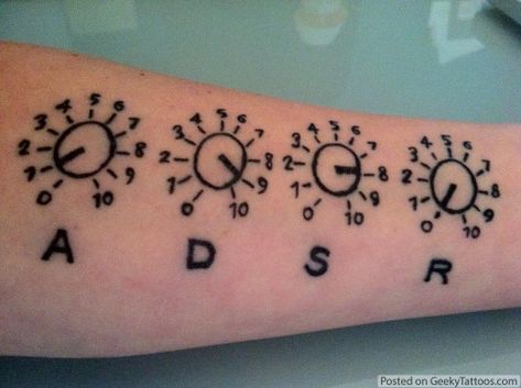 ADSR Aerosmith Tattoo Ideas, Physics Tattoos, Geeky Tattoos, Geek Tattoos, Piano Tattoo, Tool Tattoo, Geek Tattoo, Memorial Tattoos, Tattoo Images