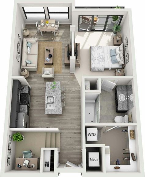 House Design 7x7 With 2 Bedrooms Full Plans A34 Sims 4 Houses Layout, Small House Layout, Sims 4 House Plans, Sims 4 House Building, House Floor Design, Sims 4 House Design, Casas The Sims 4, Apartment Floor Plans, Sims House Plans