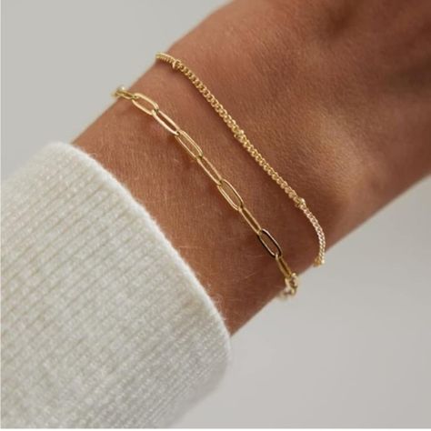 Material: 14k Gold Plated Hypoallergenic Lead & Nickle Free Tarnish Free Length: 7.5” Gold Bracelet Stack, Rose Gold Cuff Bracelet, Paperclip Bracelet, Lucky Charm Bracelet, Tiffany Earrings, 925 Silver Bracelet, Toggle Bracelet, Rhinestone Bracelet, Hinged Bangle