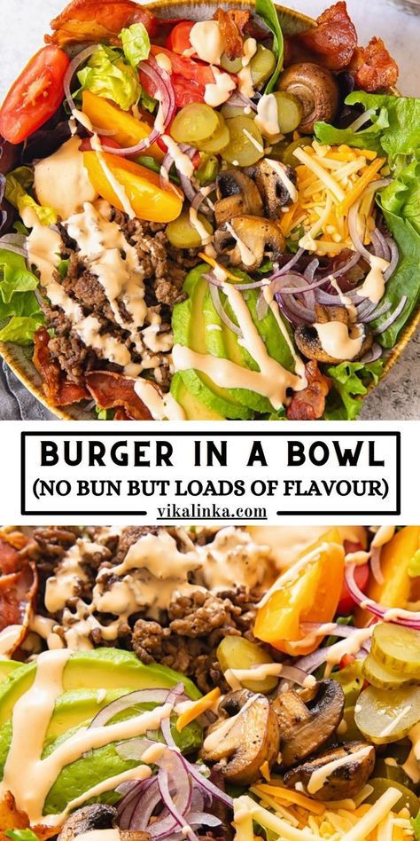 Burger In A Bowl, Healthy Bowls Recipes, Rice Bowls Recipes, Healthy Bowls, Health Dinner, Dinner Bowls, Health Dinner Recipes, Bowl Recipe, Bowls Recipe