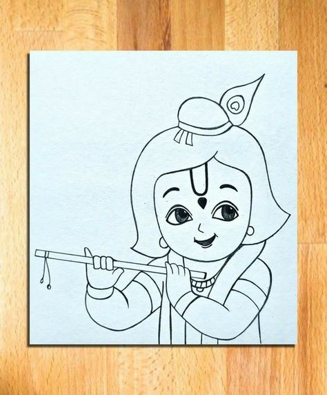 Lord Krishna Drawing Easy Cute, Krishna Painting Easy For Kids, Gods Drawing Easy, Easy Drawing Of Krishna, God Drawing Hindu Easy, Krishna Painting Easy Pencil, Radhakrishna Drawing Easy, Krishna Drawing Easy For Kids, Krishna Simple Drawing